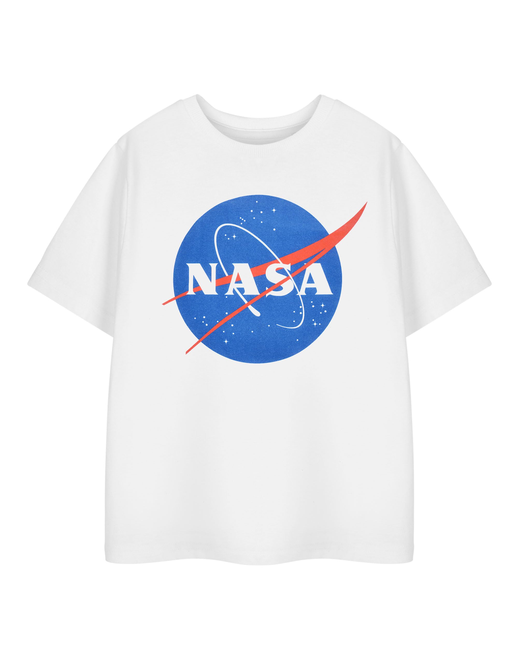 NASA Classic Logo Unisex Kids White Short-Sleeved T-Shirt | Official NASA Graphic Tee for Children | Space Exploration Theme Apparel for Boys & Girls | Astronomy Merchandise Gift