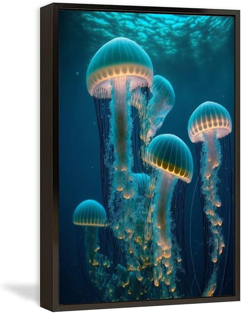 Amazon.co.jp: 絵画 海を泳ぐ美しいクラゲインテリア 絵画 ポスター 超