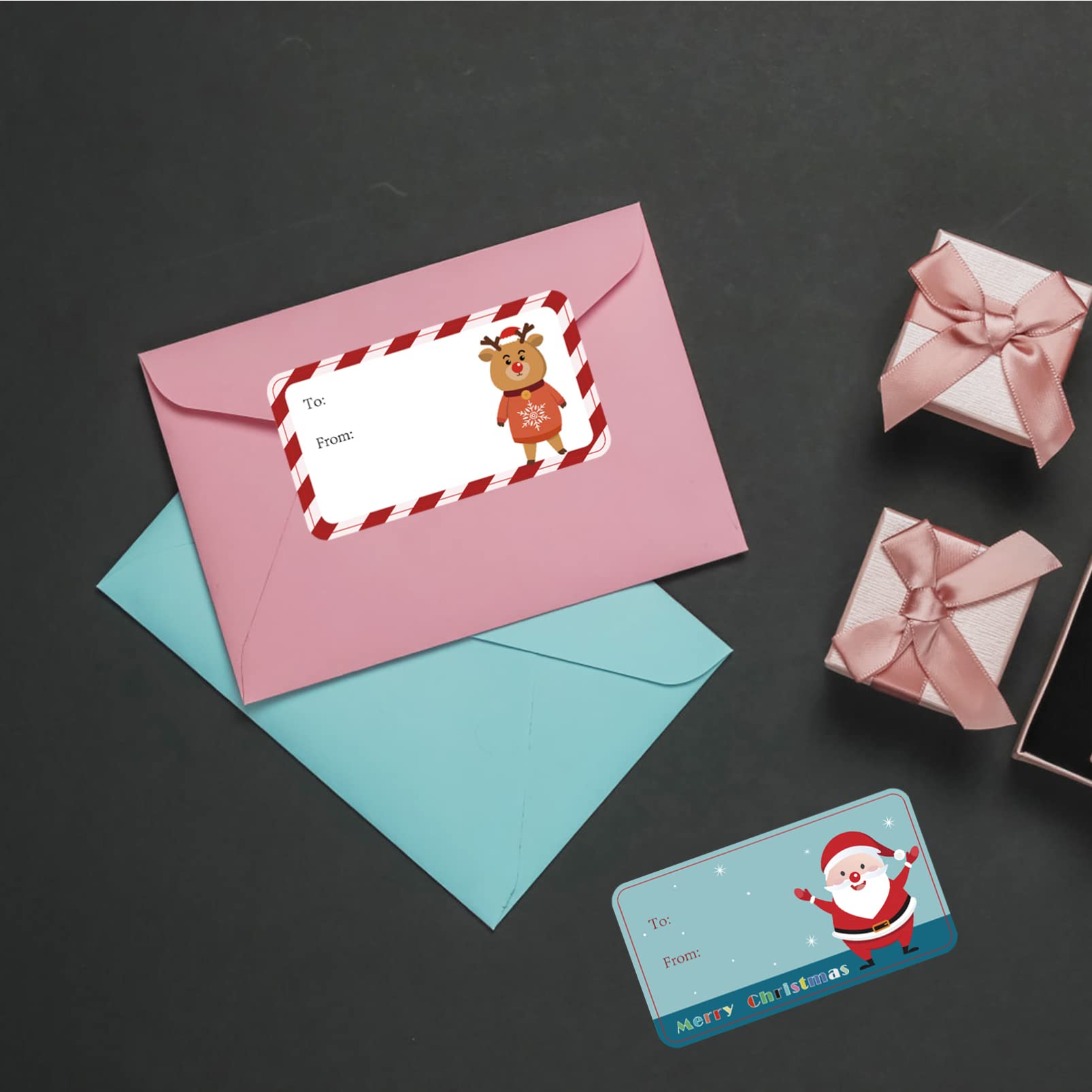 NUOBESTY 2rotoli Sticker Adesivi Per Natale Etichette Decorative Autoadesivper Regali Biglietti e Buste Confezione Da Stickers Con Design Unico Per Feste Natalizie