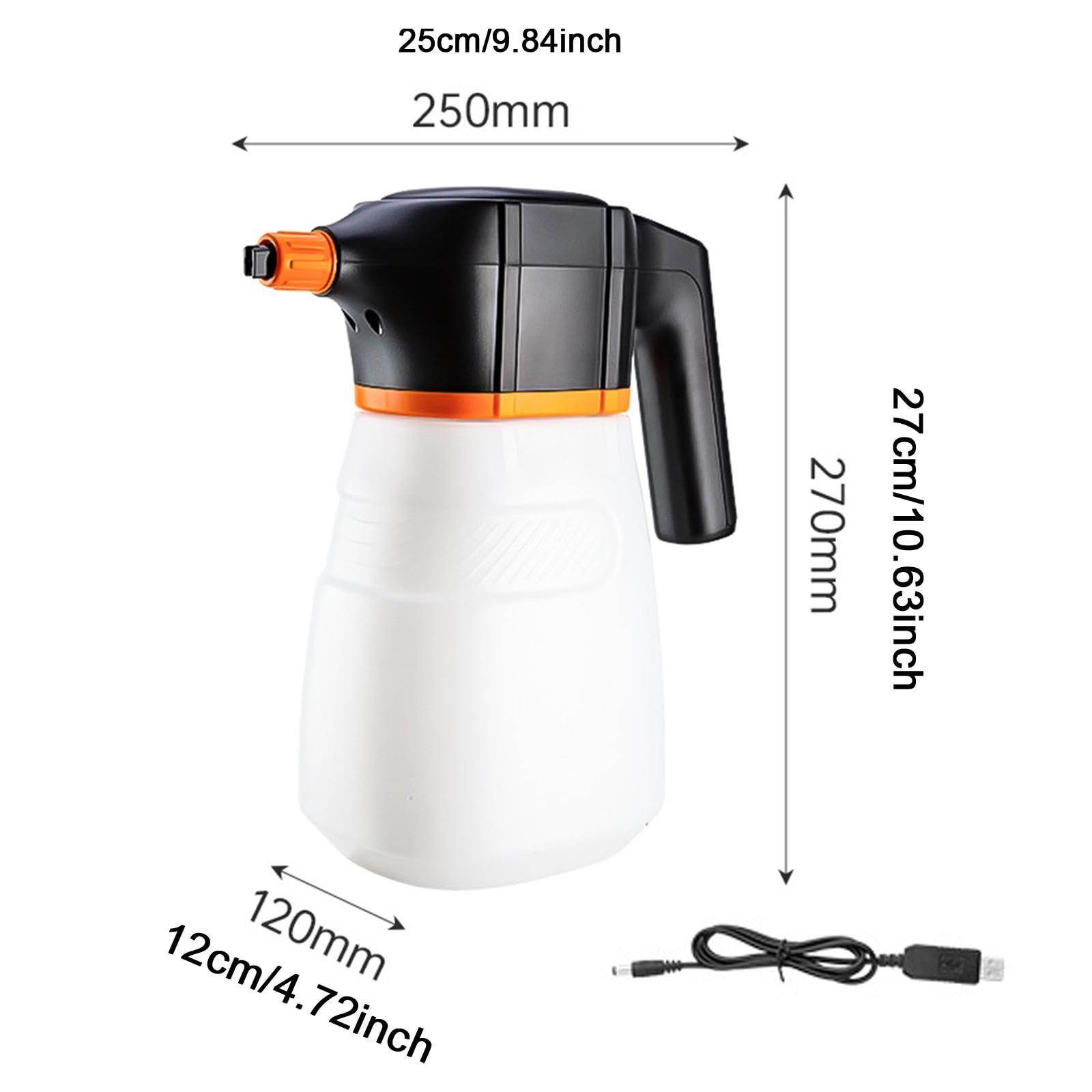 Spruzzatore di Schiuma Elettrico, Spruzzatore Pressurizzato, Spruzzatore Professionale Portatile da 2 Litri per Detailing, Pulizia E Cura Dell'aut, Bianco Arancione