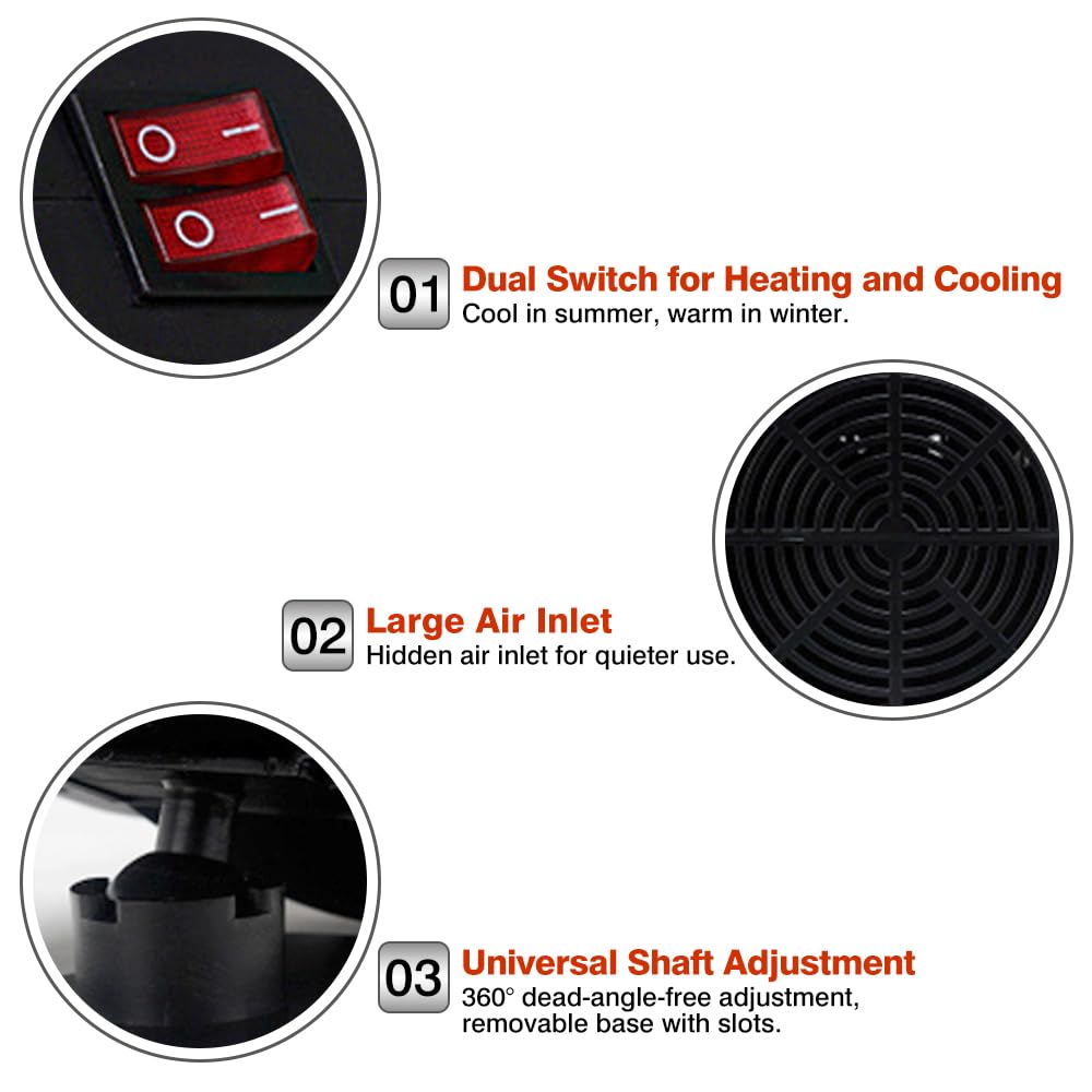 12V 200W Auto Heizlüfter Defroster, Riloer Tragbare Anti-Fog 2-In-1 Heizung/Kühlung Mini-Autoheizung, Luftreinigung Windschutzscheibe Demister Fenster Lüfter, Auto Winter Windschutz Demister