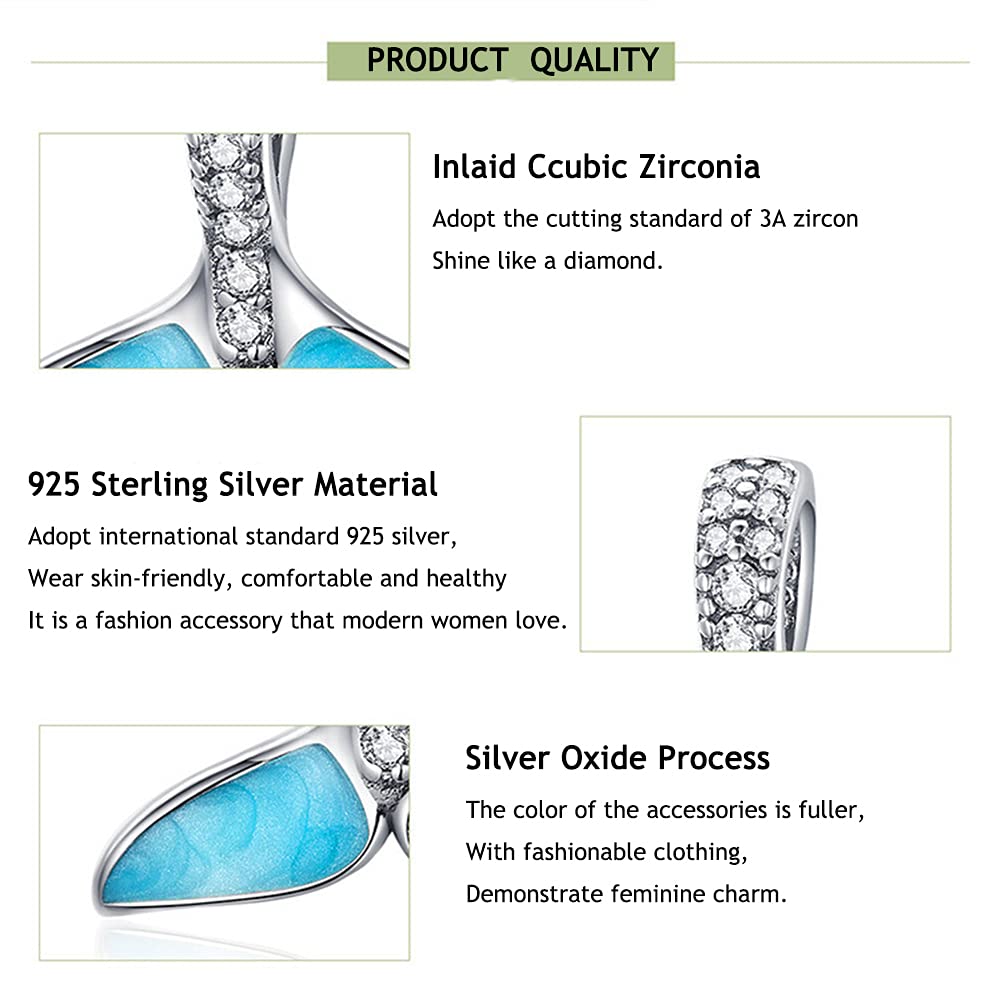 925 Sterling Silber Blau Fischschwanz Halskette Mit 3A Zirkonia Fisch Ozean Schmuck Viel Glück Halskette Für Frauen