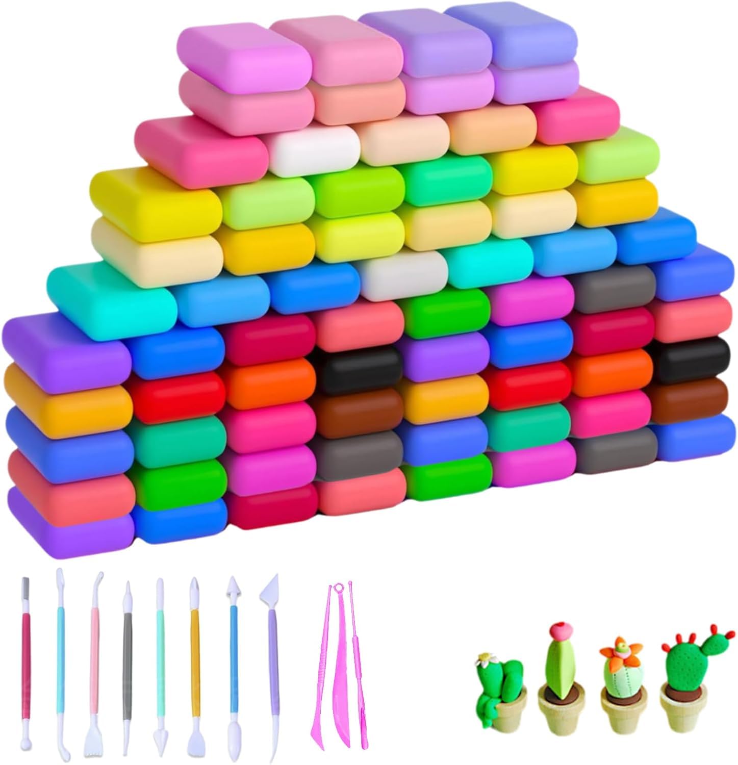 Adult Air Dry Clay – Ultra Light Magic Clay, Non-Toxic Modeling Clay & Dough, Air Dry Clay 83-Piece Set – 72 Colours Ultra-Light Modelling Clay with 11 Sculpting Tools – Soft Non-Toxic DIY Craft Clay