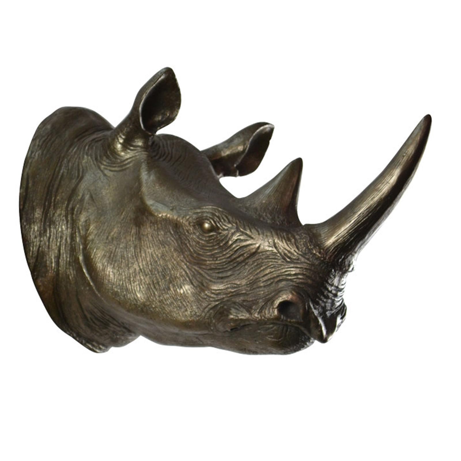 YXCQHZM Resin Rhino Head Sculpture Animal Wall Decoration 19.68" Taxidermy Rhinoceros Art Wall Decor Sculpture