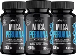 Maca Peruana 2000mg 120 Cápsulas Composta Com L - Argina, Taurina e Cafeína Para Musculação e Fitness MAXFORCE 3 Potes