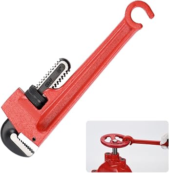 10" Double-Ended Valve Wrench for Refinery Pipes; 1/8" - 1 1/2" Heavy-Duty Adjustable Pipe Wrench; 1/2" Opening Valve Wheel Wrenches 10 INCH