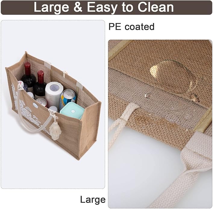 BLACKBOXES Jute Tote Bag for Women-Waterproof Beach Bag, Large Reusable Gift Bags, Gift Tote Bag for Her,Cute Tote Bag Pool Bag 3 61T7hu118CL