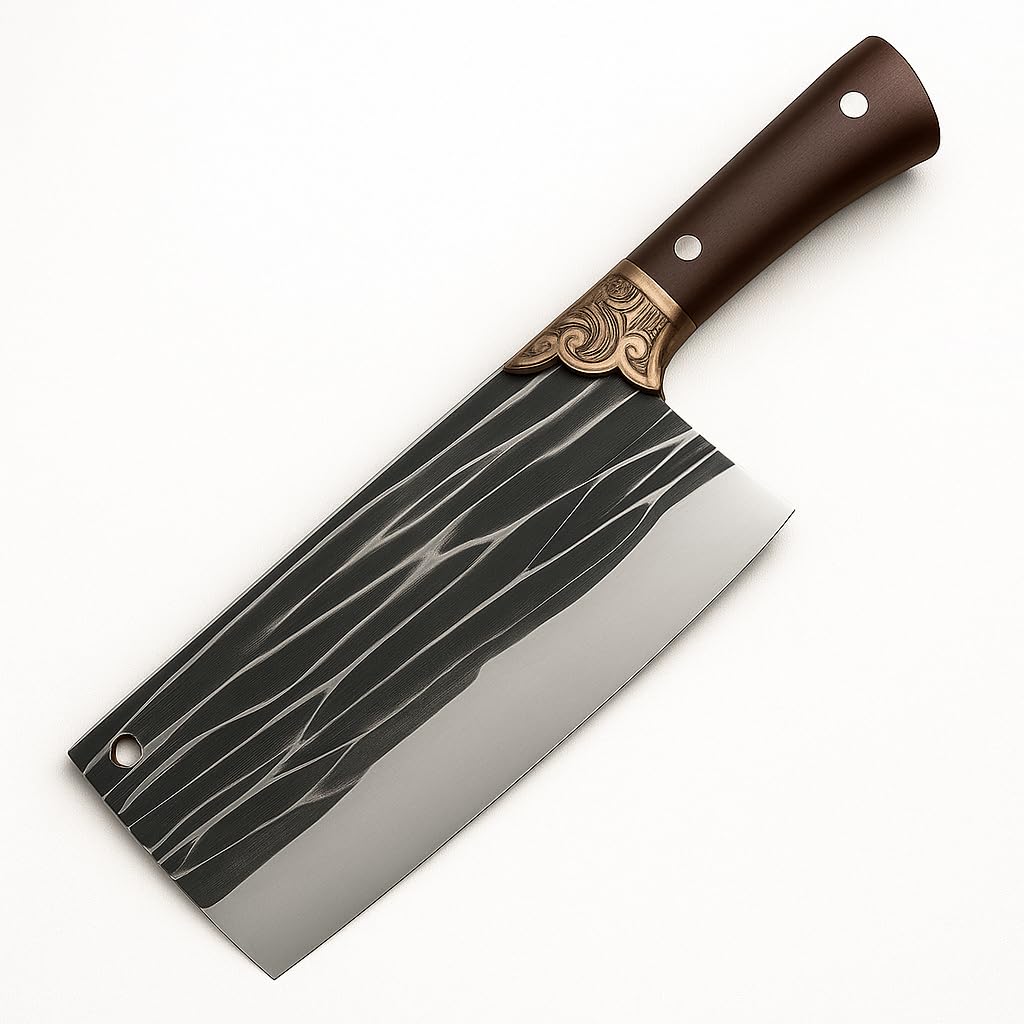 Machado Traditional High-Carbon Stainless Steel Stylish Vintage Textured Butcher Knife for Meat Cutting