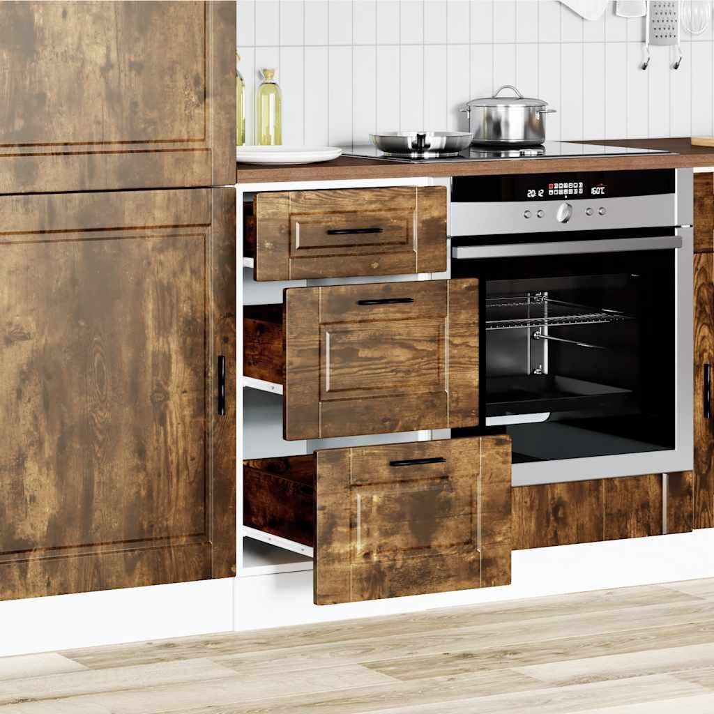 Küchenunterschrank Porto Räuchereiche, Holzwerkstoff, 40x46x81,5 cm, mit verstellbaren Füßen, ideal für Küche, Speisekammer Lagerung