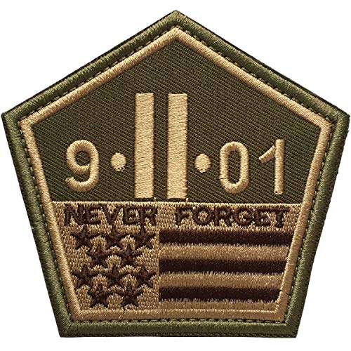 KKA SpaceAuto Never Forget The September 11 Attacks The Pentagon 9/11 Nation Tactical Morale Desert Badge Hook & Loop Embroidery Patch 3.42