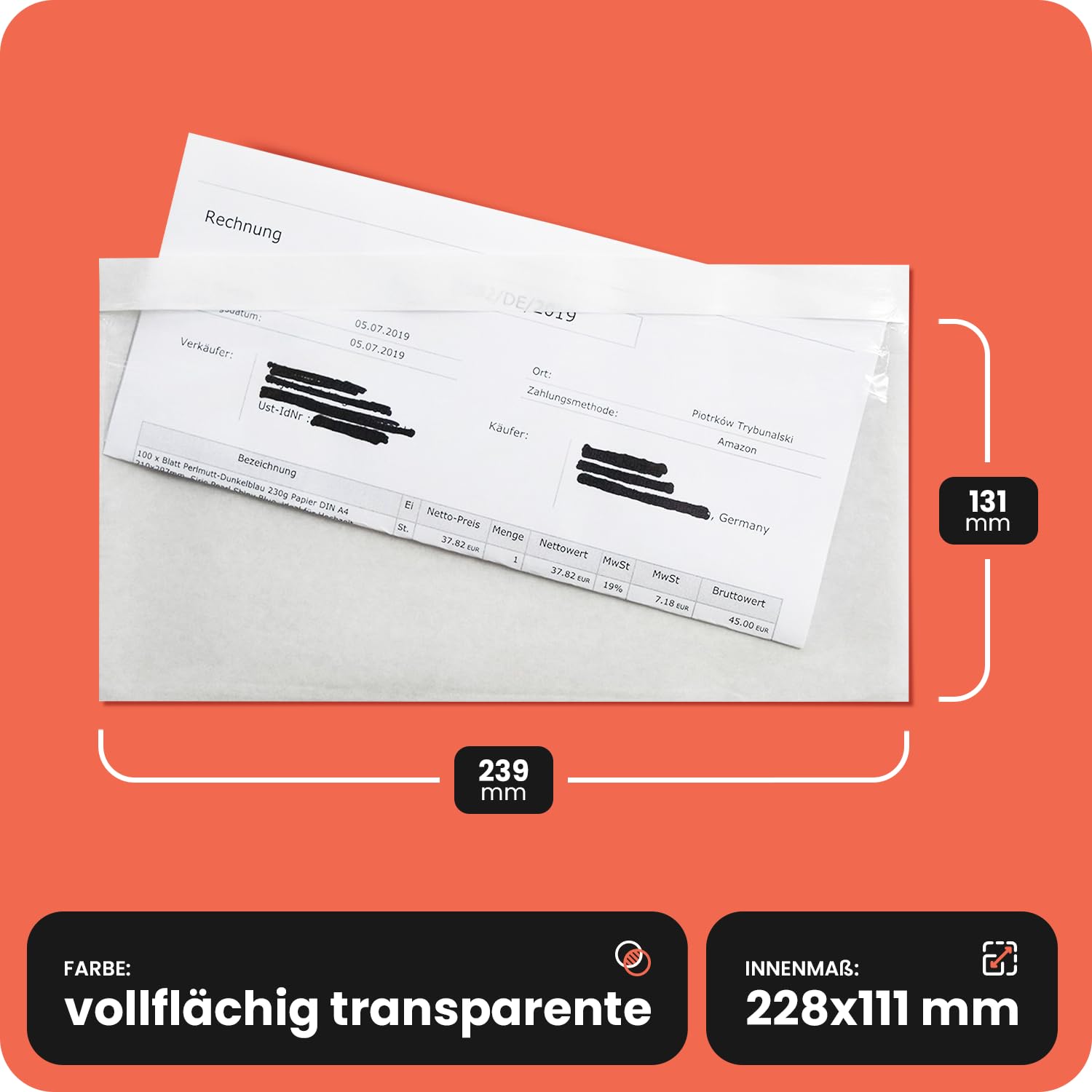 Buste Portadocumenti Trasparenti Autoadesive Formato C4 - Ideali Per Fatture, Bolle E Documenti Di Trasporto - Foto 10