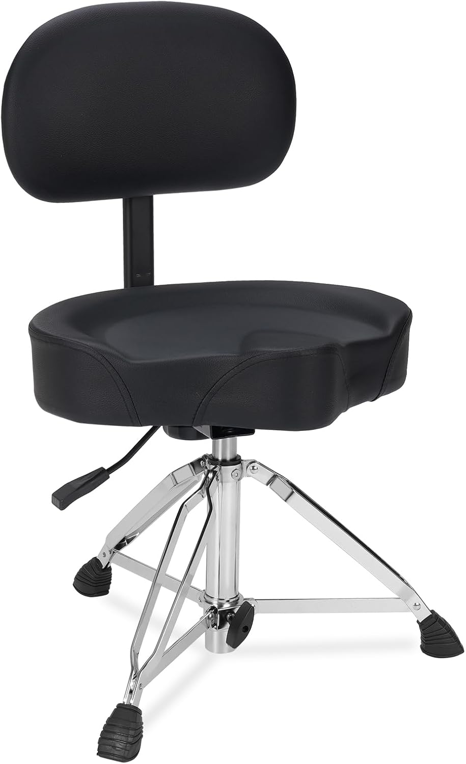 RVONE Heavy Duty Drum Stool with Backrest for 440LB– Hydraulic Adjustable Height Drum Throne with Motorcycle Style Saddle Seat for Professional Adult Drummers Stage Stuido(Black)