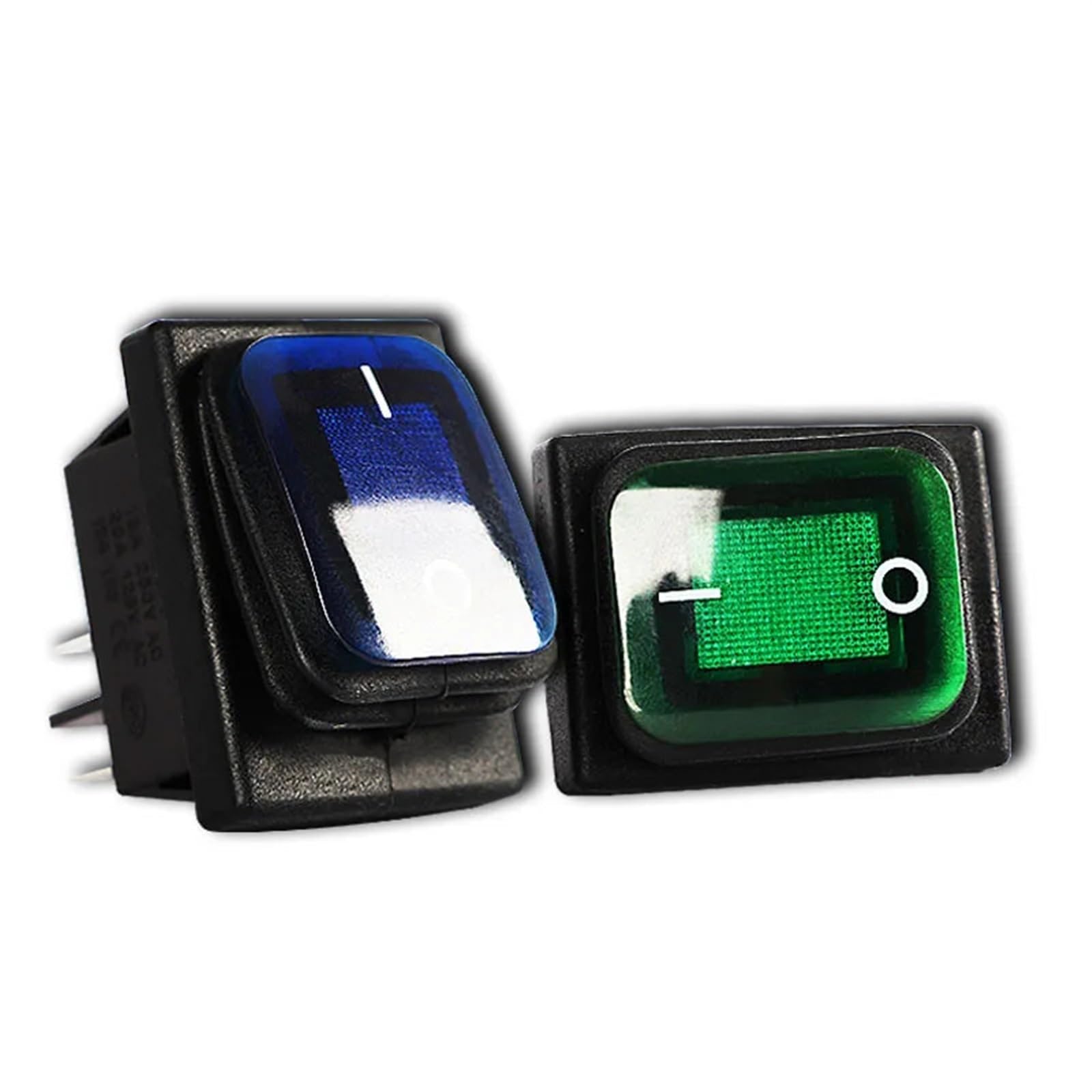 Interrupteur à bascule 12 V 220 V 4 broches marche/arrêt 250 V 4 broches 16 A 2 positions eau 20 A DC 24 V fusée 22 mm interrupteur KCD4 RL2 2X1N 10 pièces(Black Switch)