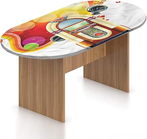 Mantel ajustable ovalado de poliéster elástico de los años 50, mantel retro con estampado clásico de Jukebox, para comedor, cocina, decoración de