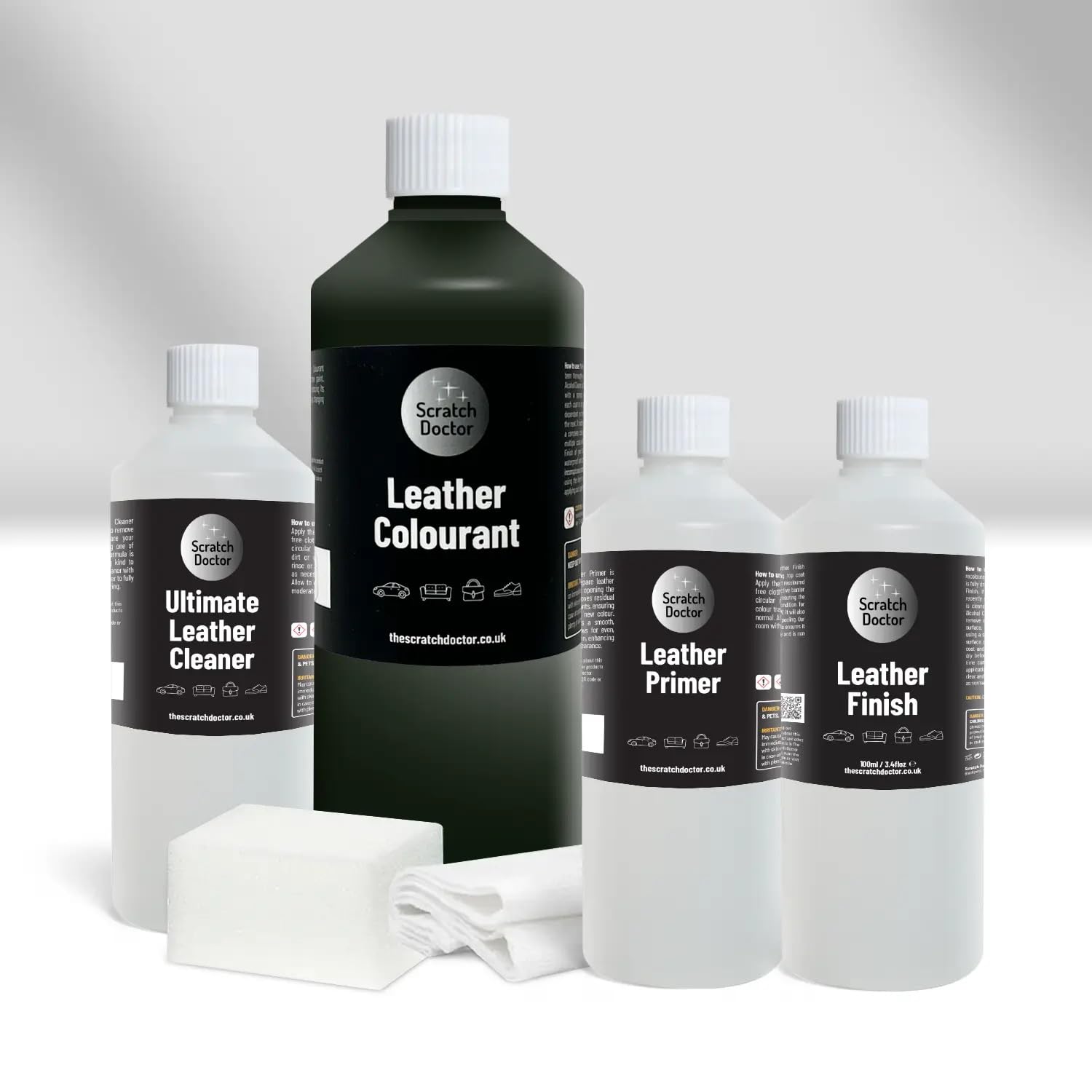 The Scratch Doctor Leather Recolouring Kit for Furniture & Car Seats | Clean, Dye & Protect | Includes Cleaner, Primer, Dye & Sealant (Dark Grey, 1000ml) — view 29