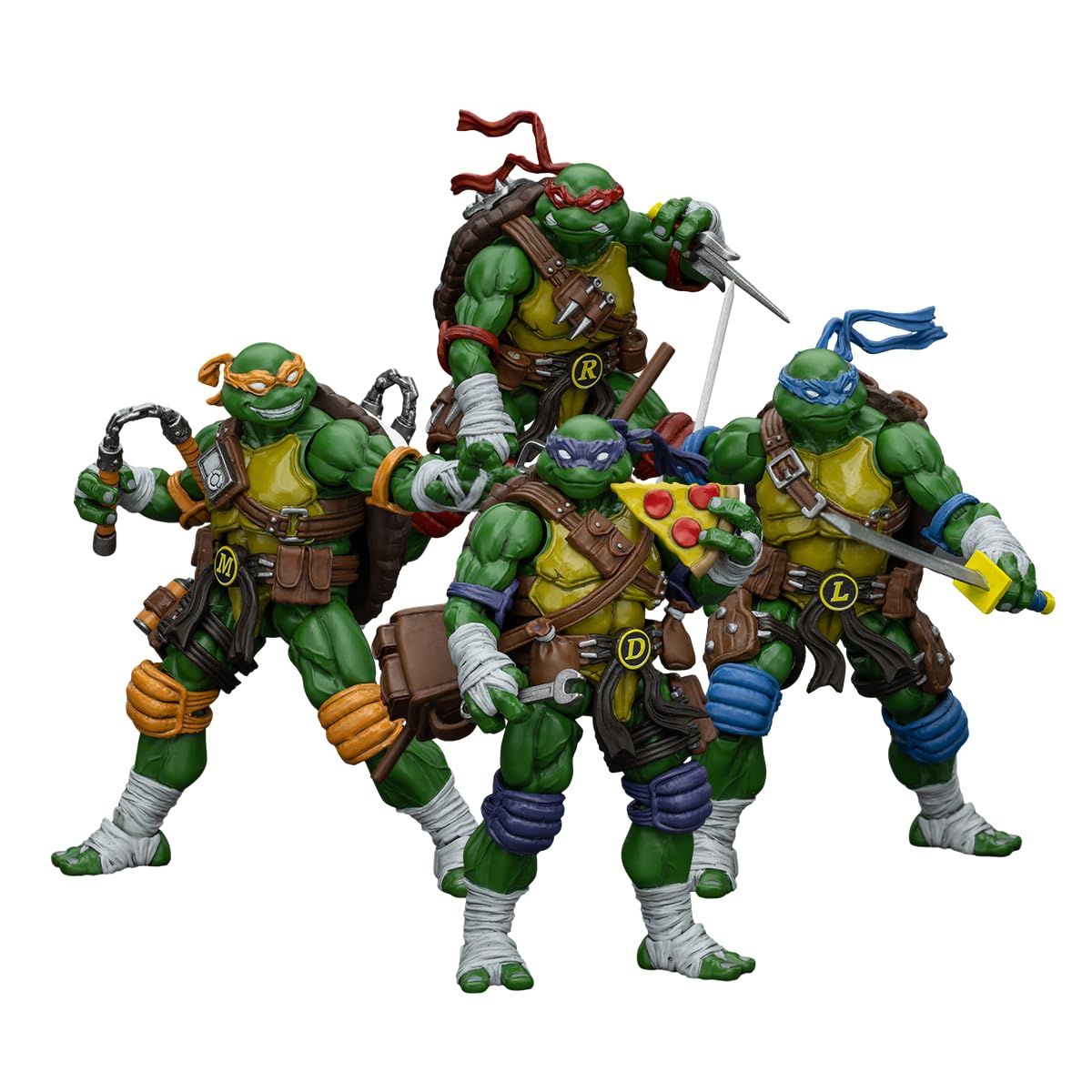 JOYTOY TMNT Turtle Group 4-Pack Set 1/18 Scale highly detailed Action Figure Model Collectible for Birthdays