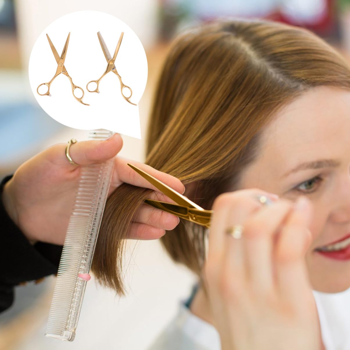 Juego de Tijeras Anti-corrosión Daño al Cabello para Cortar el Pelo de Acero Inoxidable para 2piezas Adecuado para Uso en Casa y Salón de Barbería Uso en Casa y Salón de Barbería
