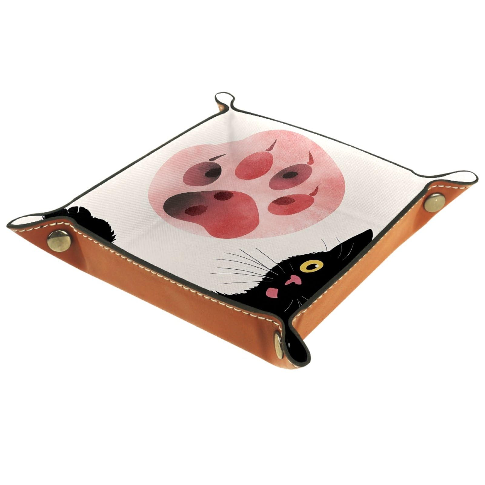 VAPOKF Cat Portable Folding Dice Rolling Tray, Microfiber Leather Dice Holder for Dice Games Like RPG, DND and Other Table Games