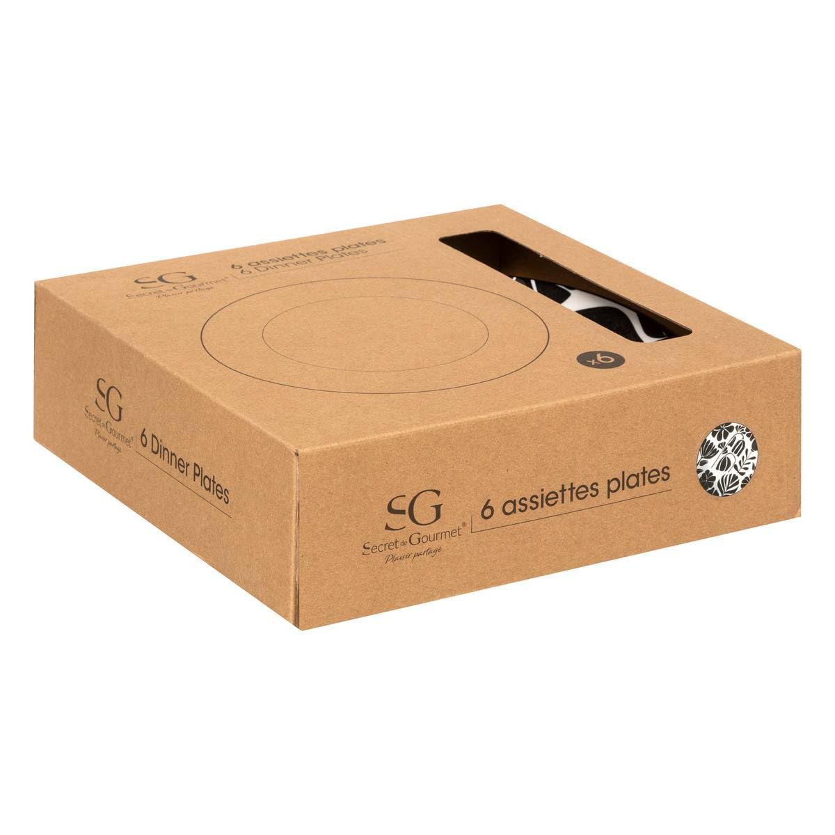 Secret de Gourmet - Lote de 6 platos llanos de porcelana "twis" d27cm