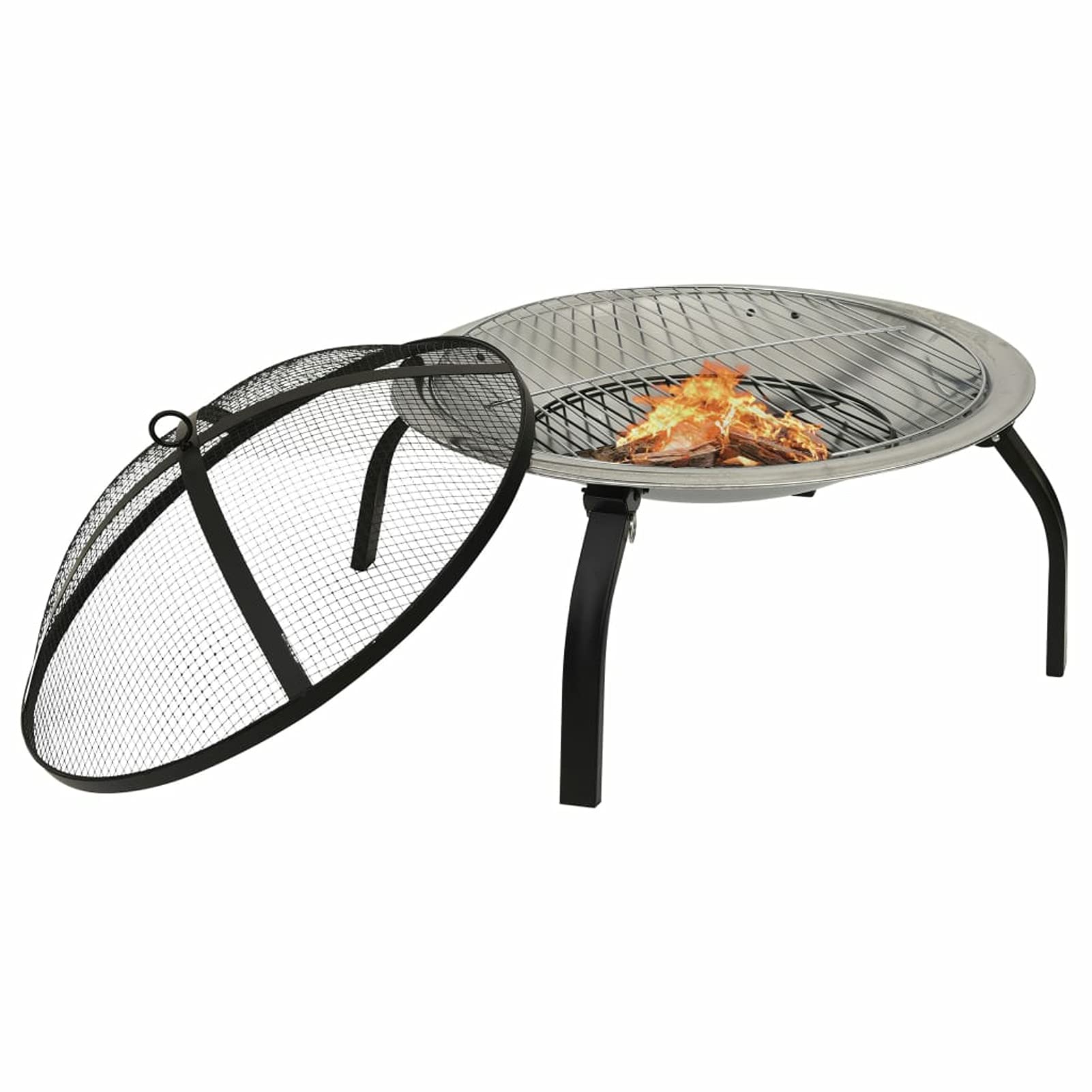 Homgoday Braciere e Barbecue 2 in 1 attizzatoio in acciaio inox 56 x 56 x 49 cm braciere esterno per giardino ciotola per falò all'aperto per giardini, cortili, parchi, cortili