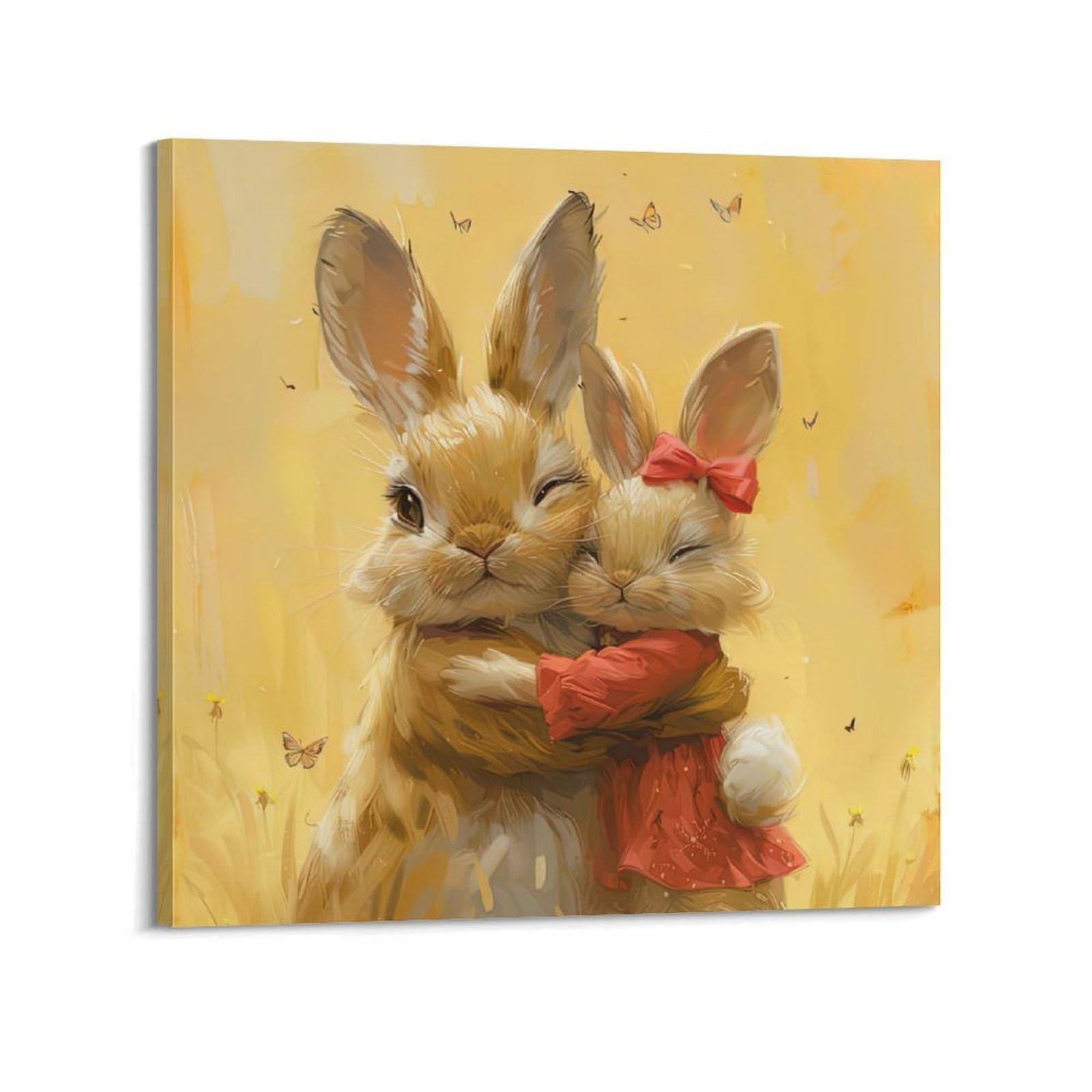 WZKTCL Animal Poster Rabbit Hug Fun Poster Decorative Painting Canvas Wall Posters And Art Picture Print Modern Family Bedroom Decor Posters 28x28inch(70x70cm)