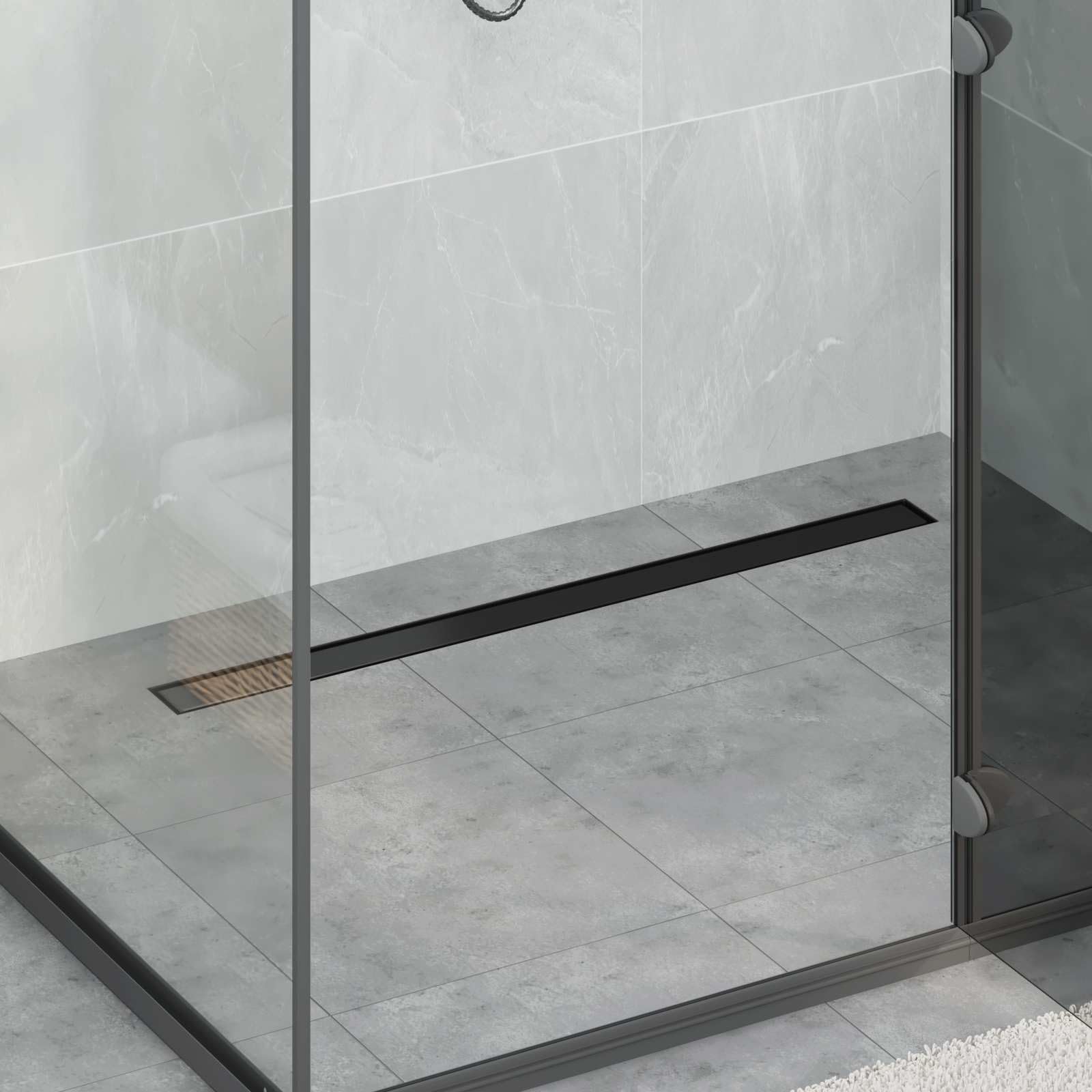 vidaXL Drenaggio Doccia 2 in 1 Nero 100 cm Acciaio Inox 304, Stile per Il Bagno, Scarico Doccia Moderno, Soluzione idraulica, Accessori per Il Controllo dell'Acqua