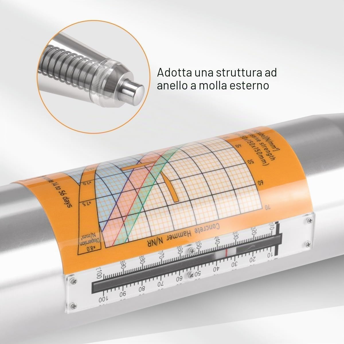 Tester concreto del martello di rimbalzo, tester concreto di forza | con gamma di prova 10-70MPa, strumento meccanico portatile del tester della prova del resiliometro