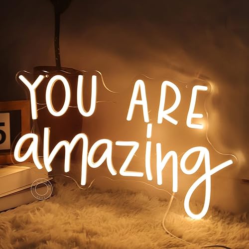 Miniatura 6 de SYLHOME Letrero de luz LED de neón con texto en inglés "You Are Amazing 5V, para niñas, niños, dormitorio, sala de estar, aula, decoración de pared,