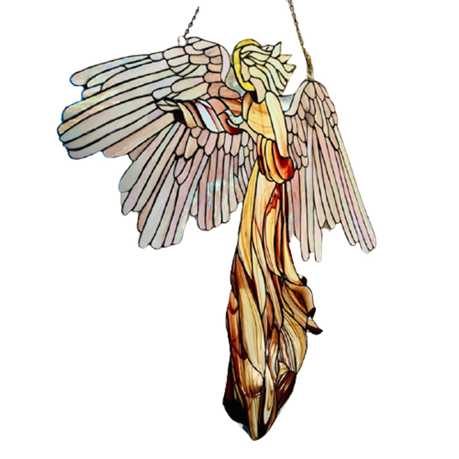 Suncatcher Angelo Custode Con Macchie – Decorazione Da Finestra In Acrilico Dipinto A Mano, Fatta A Mano, Multicolore