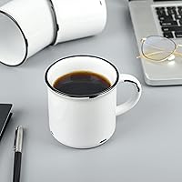 Vista 7 de Juego de 4 tazas de cerámica de fogata blancas de 15 oz para café y té de diseño antiguo