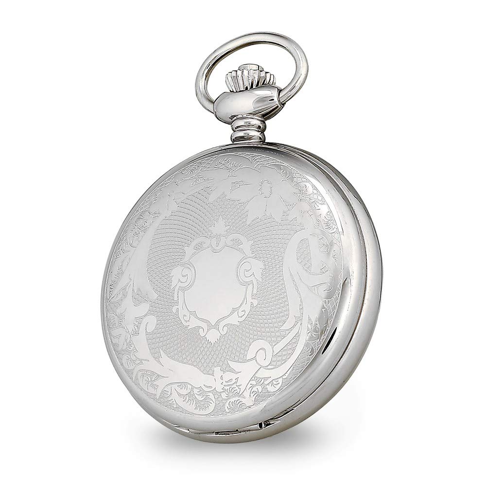 Sonia Jewels Charles Hubert Stainless Hunter Case Shield Skeleton Pocket Watch 14.5
