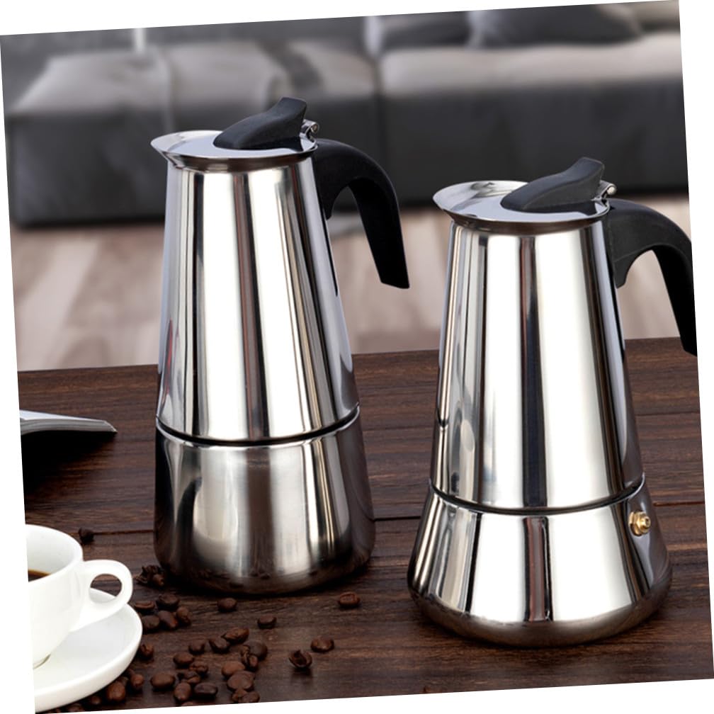 Cafetera De Acero Inoxidable Tazas Para Inducción y Abierto Máquina De Espresso Portátil Para Café y Leche Fácil De Limpiar y Usar Casa u Oficina