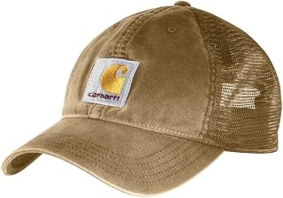 Carhartt Men's Buffalo Sandstone Meshback Cap - Breathable Cotton Canvas Baseball Hat with Moisture-Wicking Sweatband