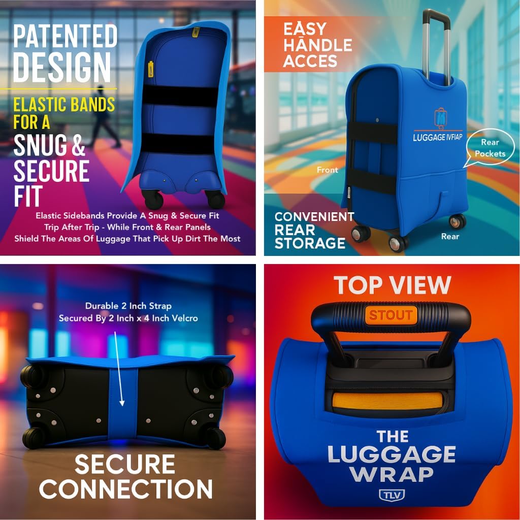 Small Breezy Blue Water-Resistant Luggage Covers for Suitcase TSA Approved for 19"-21" - Durable Patented Design Suitcase Covers for Luggage, Fundas para Maletas, Travel Accessories