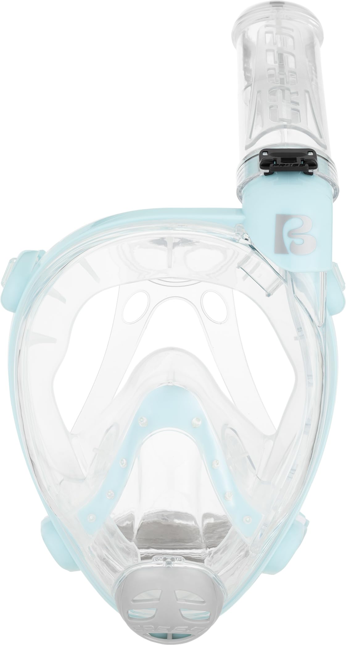 Cressi dal 1946 - Prince Full Face Mask - Maschera Integrale CO2 Sicuro Grande Visione Snorkeling, Anti Fog, Facciale Comfort, Valvola Scarico e Snorkel Dry - Trasparente/Ciano - Junior - 2