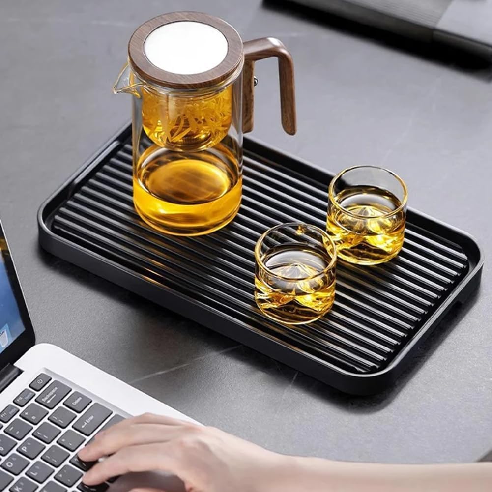 Water Separation Glass Teapot with Wooden Handle, Enchantipot Magic Tea Pot, Magical Teapot Glass with Infuser, Clear Tea Pot with Strainer, Tea Separation Filtration Glass Tea Pot