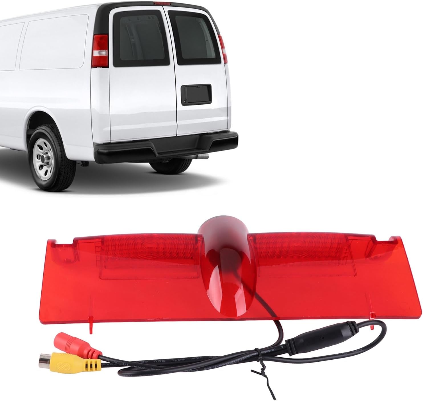 Rear View Camera 3rd Brake Light Mount Backup Camera for Van 2003 2017, 170° Wide Angle CCD Reverse Parking Camera, IP68 Housing, Direct Replacement, DC12V Power Supply