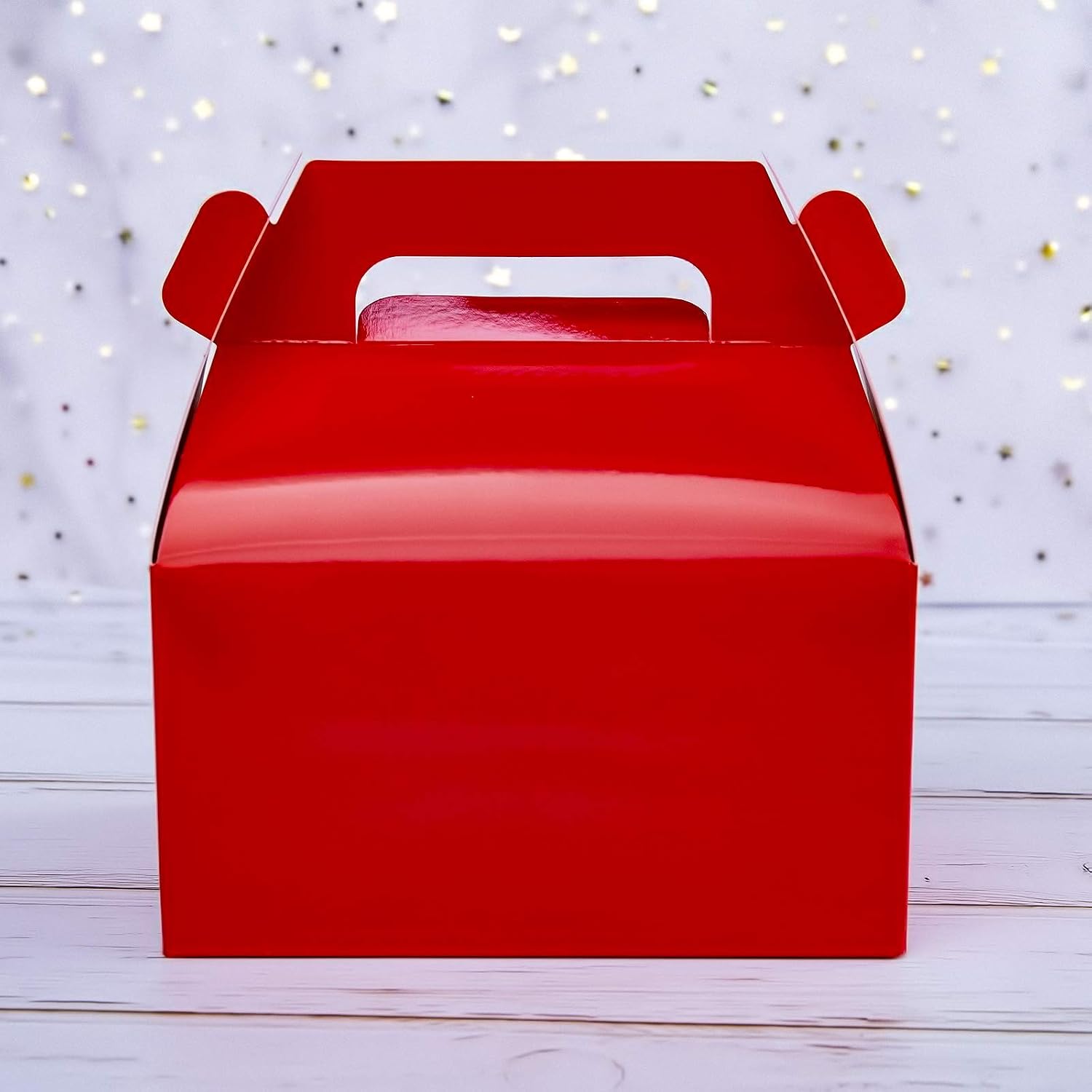 ONE MORE 25-Pack Gable Red Candy Treat Boxes,Small Goodie Gift Boxes for Wedding and Birthday Party Favors Christmas Box 6.2 x 3.5 x 3.5 inch