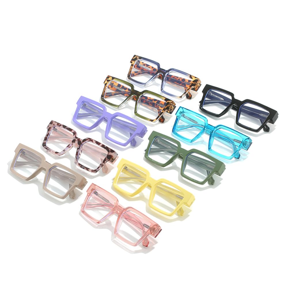 montatura per occhiali squadrata con lenti chiare da uomo occhiali leggeri da donna retrò in acetato verde rosa