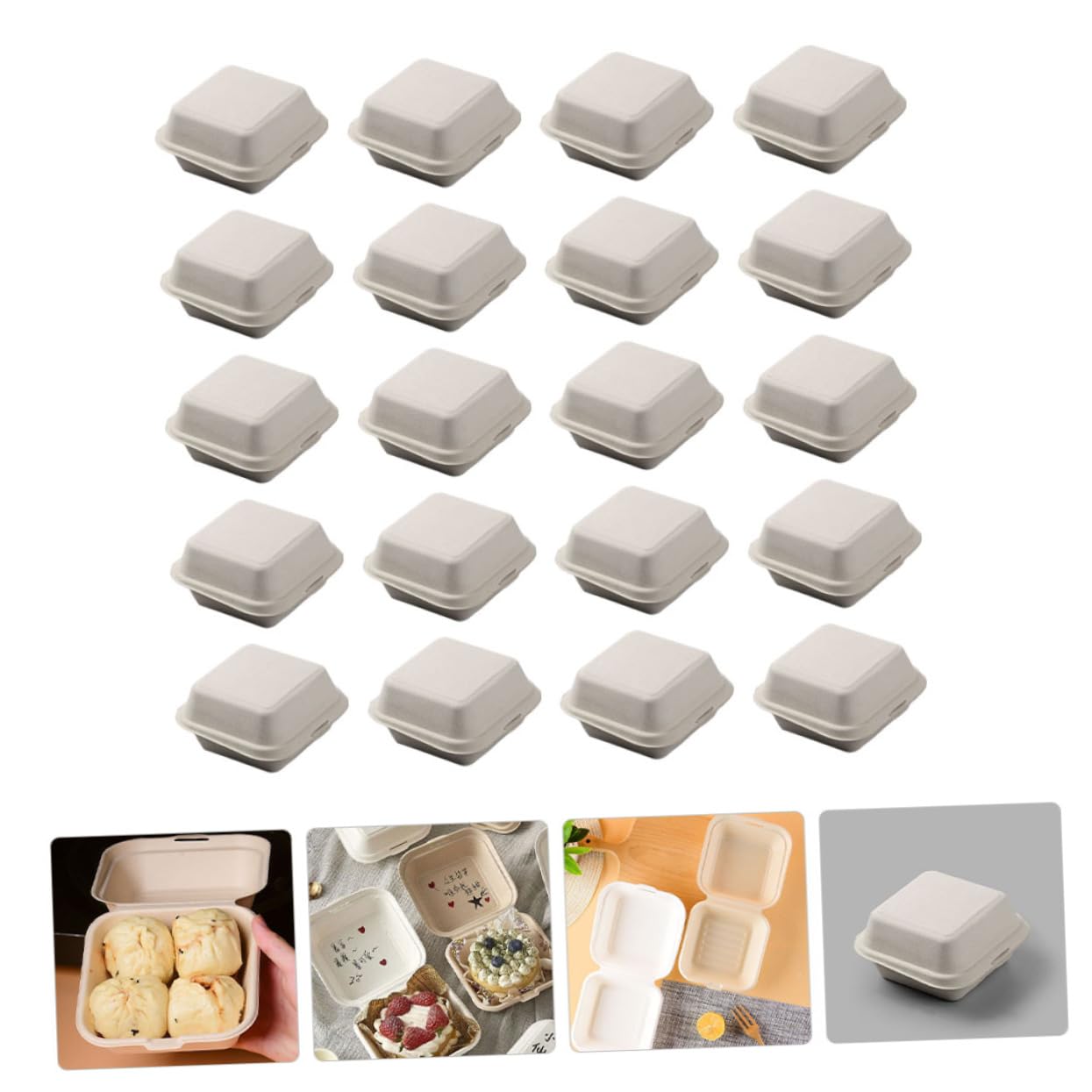 PRETYZOOM 20pcs Snack Boxes Take Out Containers Multi-function Portable Food Boxes for Occasion