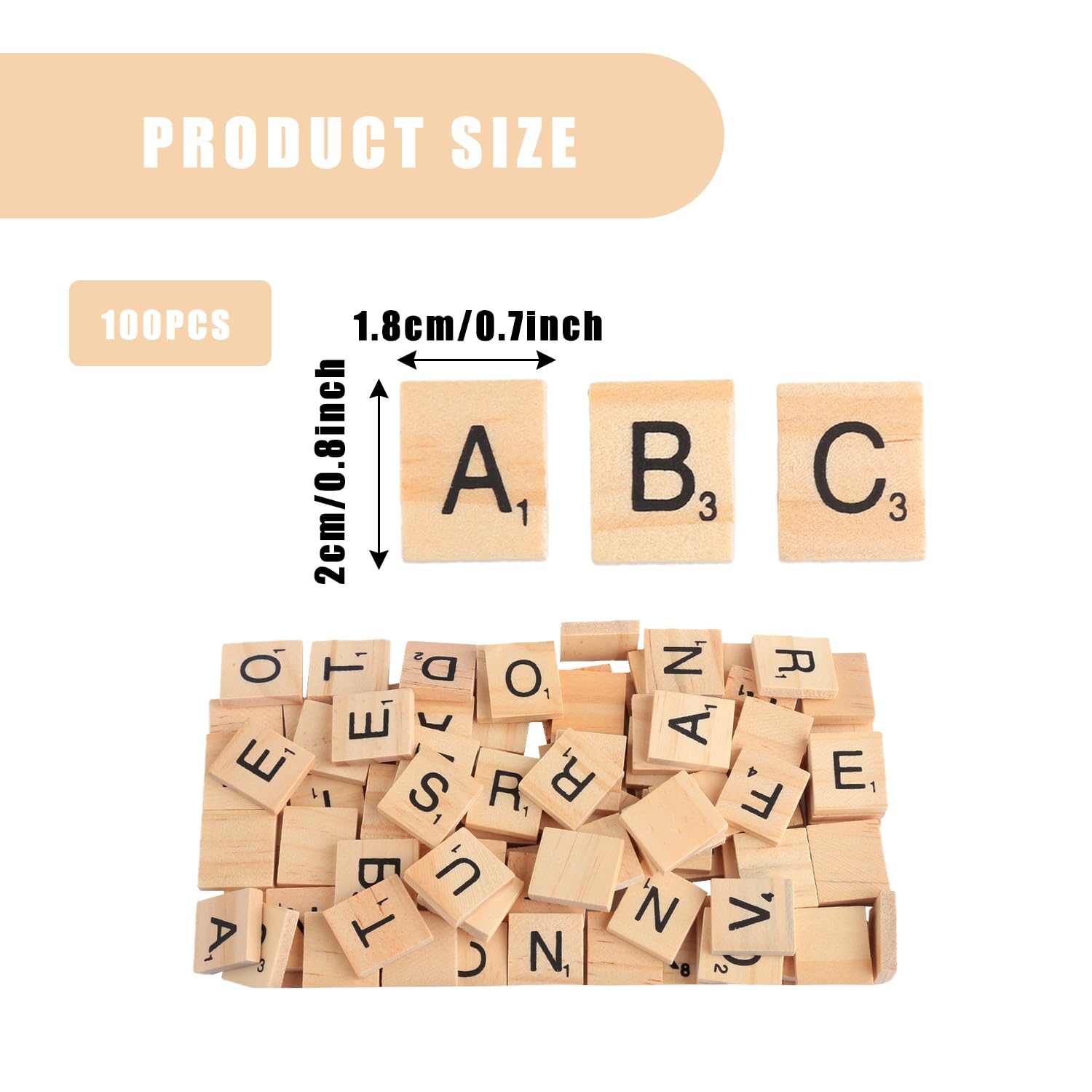 Bojueshaw 100pcs Wooden Letter Tiles Set,Scrabble Letter,Natural Wood Alphabet Blocks for DIY Crafts Educational Games & Home Décor (A-Z) - Image 2