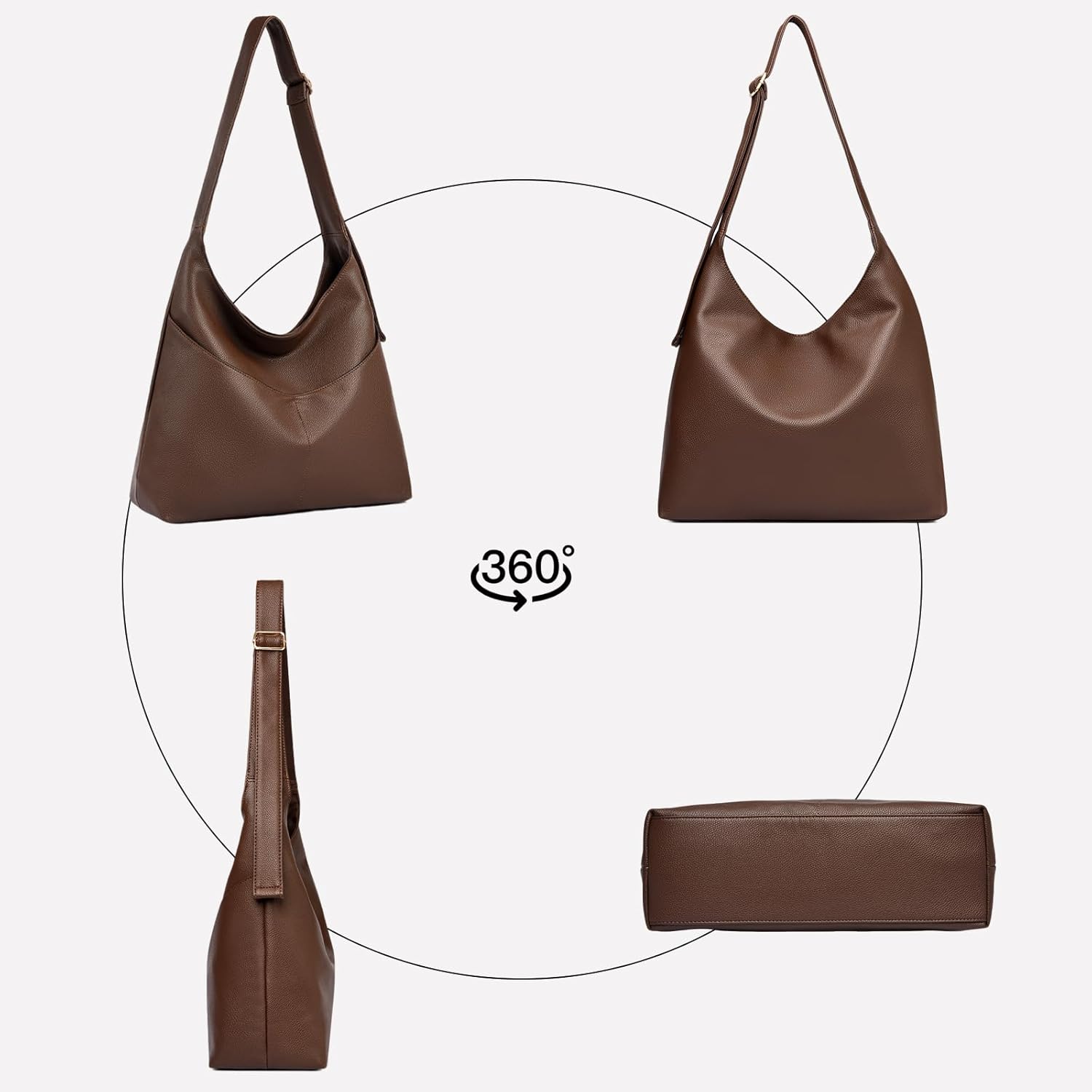MYHOZEE Hobo Bags for Women: Large Slouchy Shoulder Bag Vegan Leather Adjustable Crossbody Tote Purse for Work Travel Daily | Soft Vegan Leather, Adjustable Strap, Zipper Closure, Front Pockets, Cross Body/Shoulder, Fits A4 15in laptop