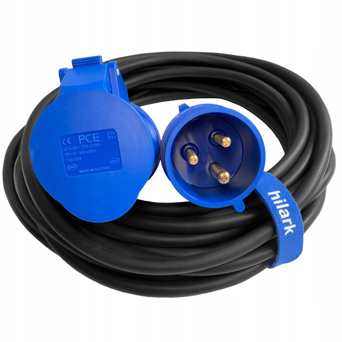 Hilark Cable Tech Rallonge 10m CEE 32A 3P 3x4mm Caoutchouc H07RN-F OnPD
