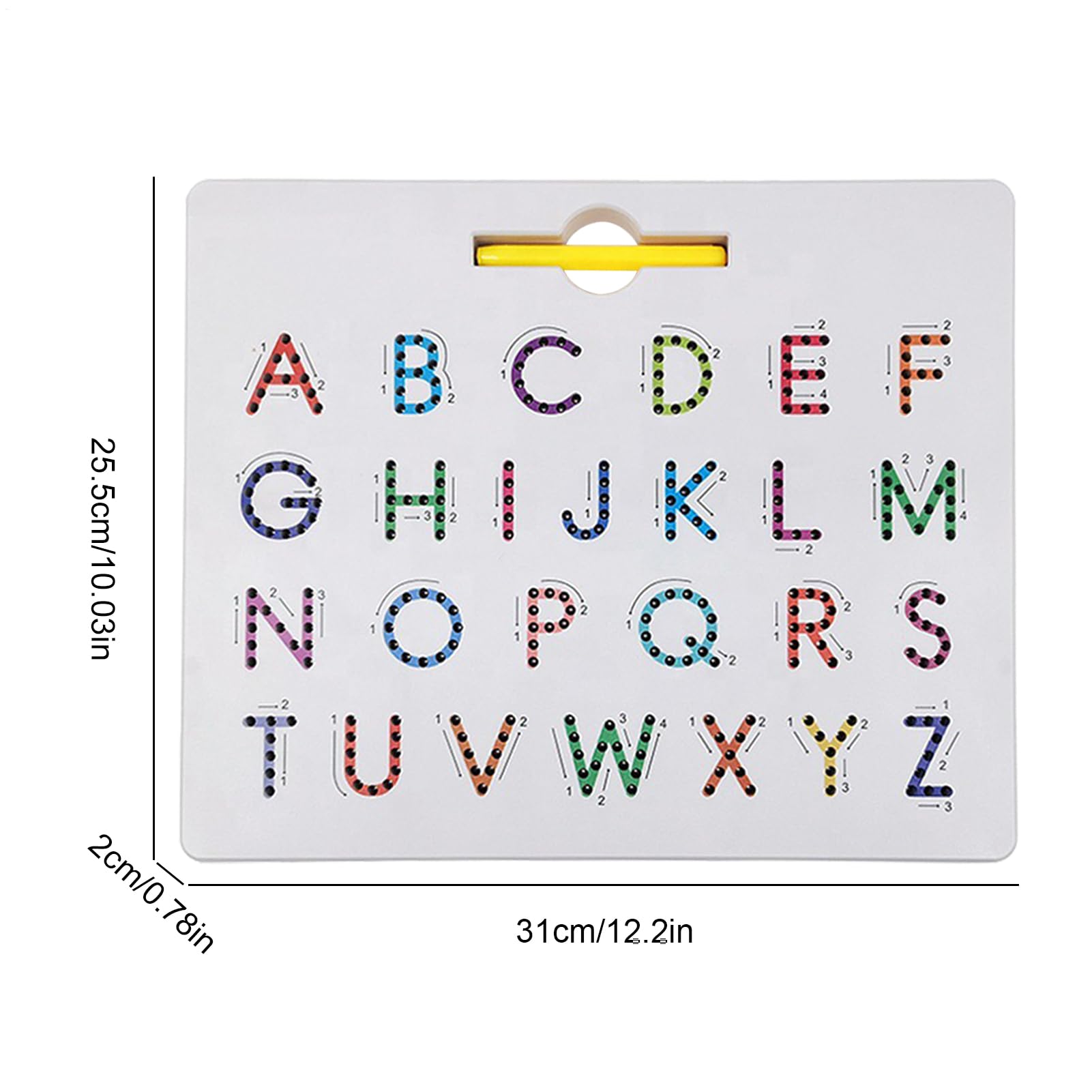 Magnettafel zur Nachverfolgung von Buchstaben: Alphabetbrett, 2-in | 1 magnetische Perlen, Zeichentablett mit optischem Stift, Übungsspielzeug für Kinder, Mädchen