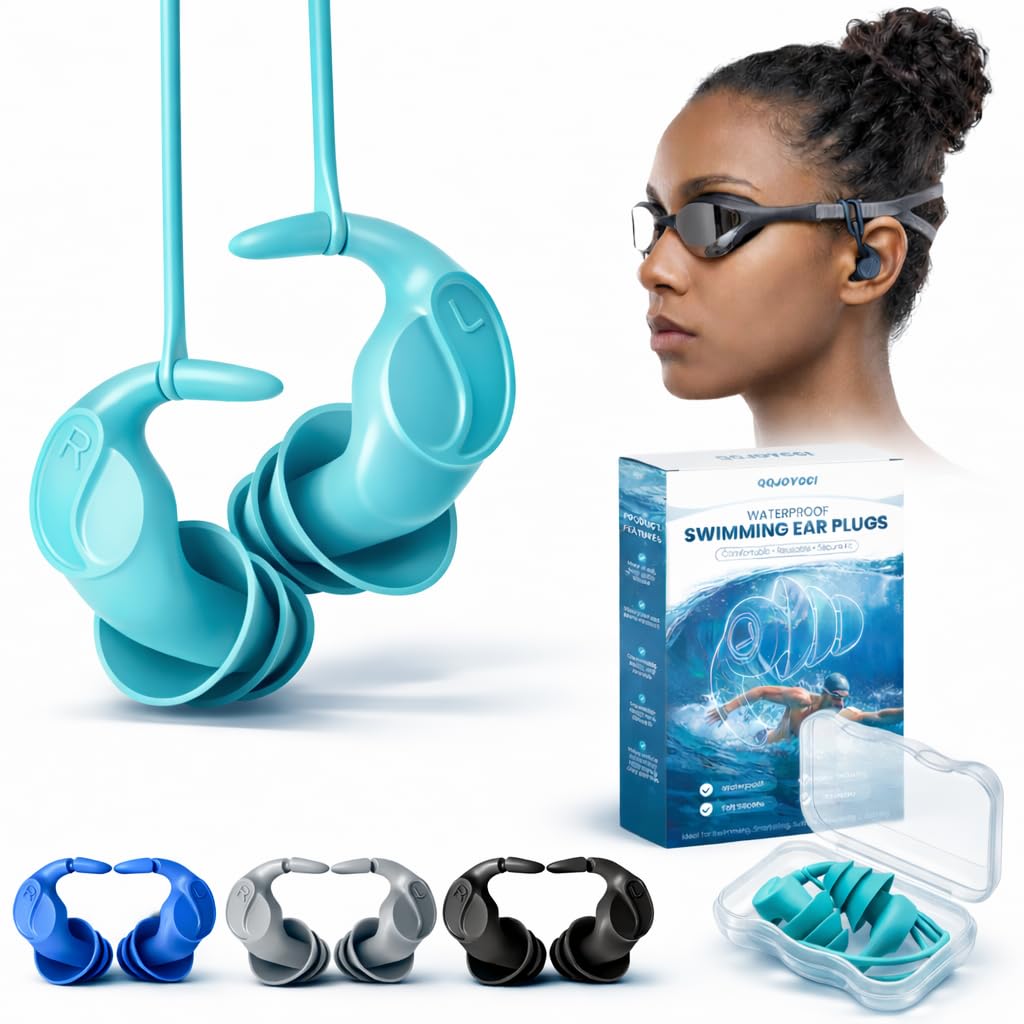 Waterproof Swim Earplugs - 4 Pairs Silicone