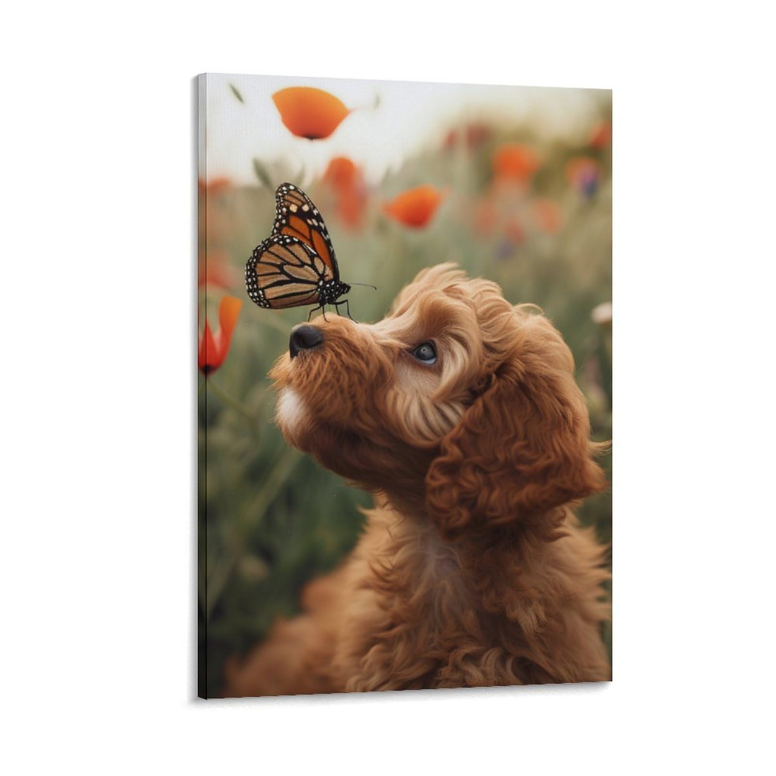 DHBANEIOK Cockapoo Print, Canvas Prints, Framed Wall Art for Bedroom & Living Room, Modern Home Decor Print for Special Occasions 12x18inch(30x45cm)