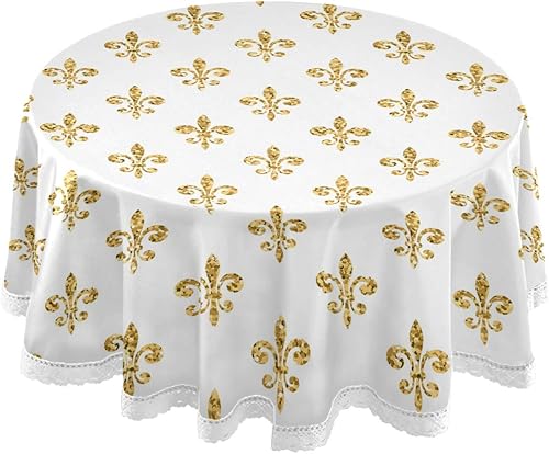 Miniatura 27 de Decoración de mesa para fiesta Gunge negro notas musicales, mantel redondo de poliéster musical retro, mantel redondo de encaje blanco de 60 Notas