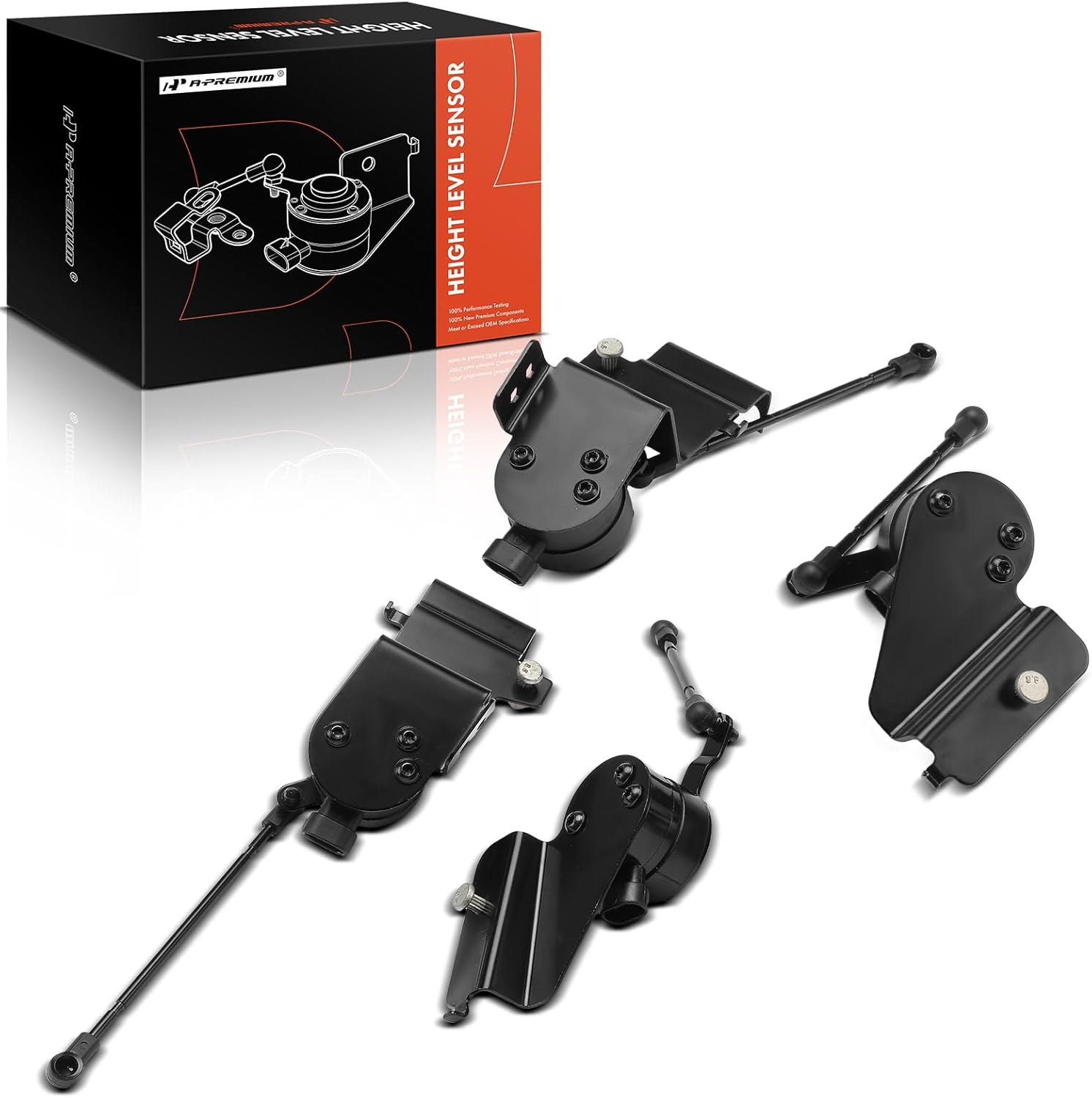 A-Premium Ride Height Level Sensor Compatible with Buick Lucerne & Cadillac DTS, 2006-2011, Sedan, Front and Rear Driver and Passenger Side, 4-PC Set