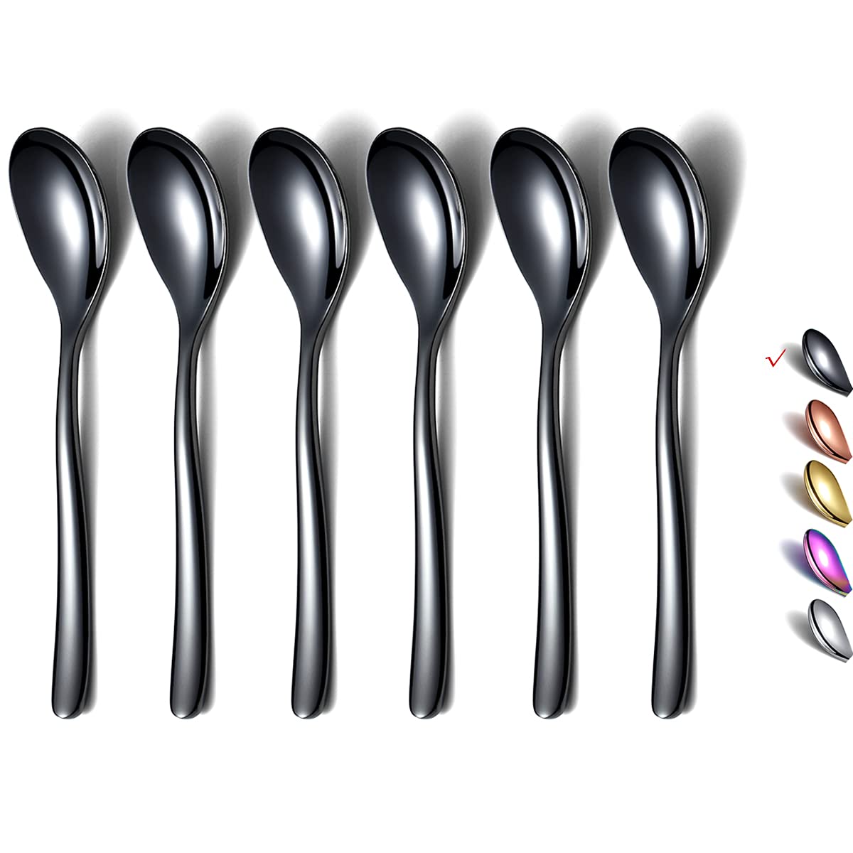 DEAYOU 14 Cucchiaini Da Caffè A Forma Di Chitarra - Acciaio Inox 18/10, Multicolore, 11,9 Cm