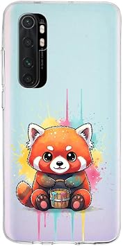 Xiaomi Mi Note 10 Lite ile Uyumlu Splash Tilki Tasarımlı Slimfit Şeffaf Silikon Kılıf